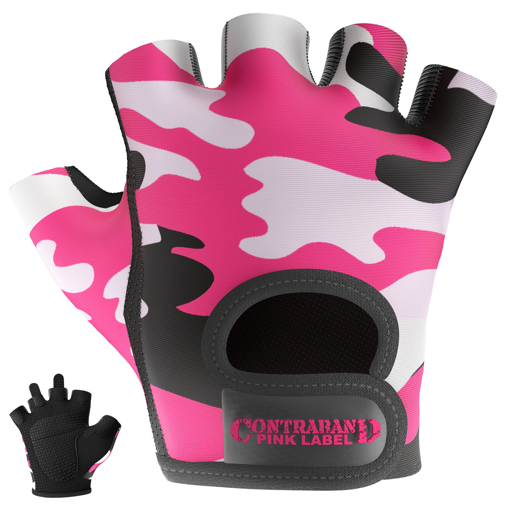 Contraband Pink Label 5217 Womens Camo Print Designer Lifting Gloves