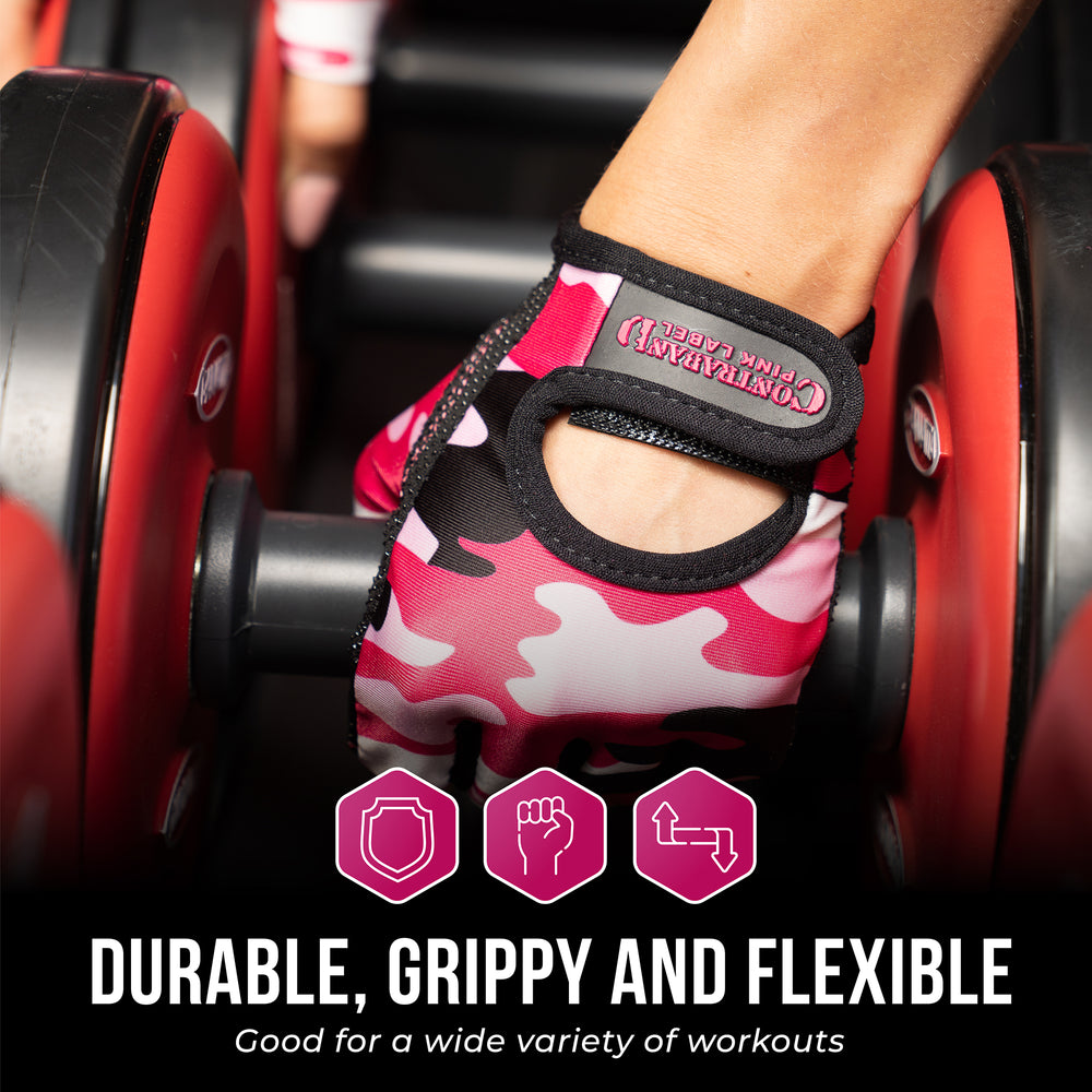 Contraband Pink Label 5217 Womens Camo Print Designer Lifting Gloves