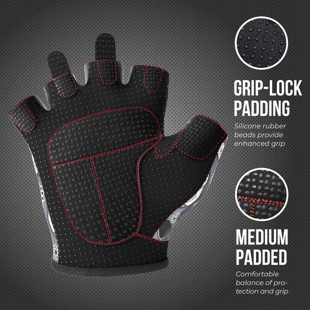 Contraband Pink Label 5237 Womens Sugar Skull Designer Lifting Gloves