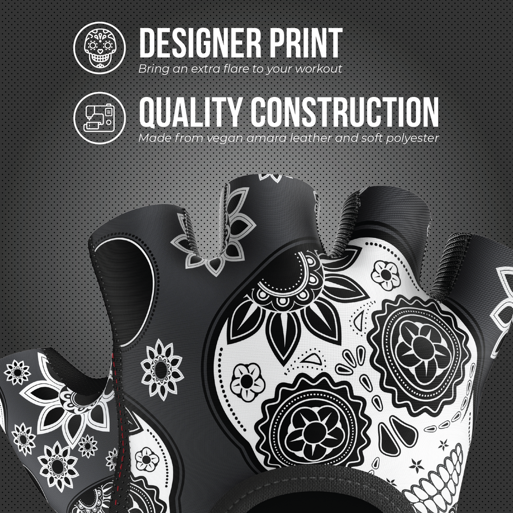 Contraband Pink Label 5237 Womens Sugar Skull Designer Lifting Gloves