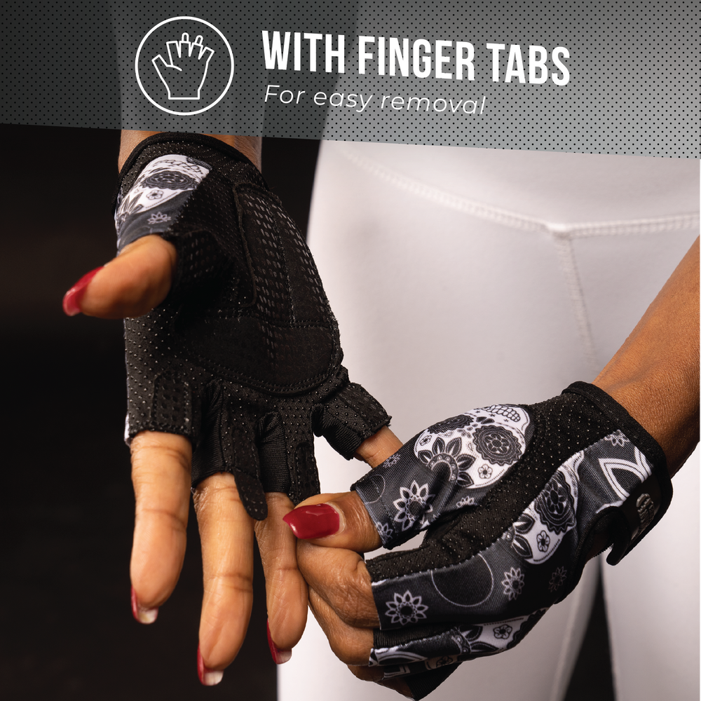 Contraband Pink Label 5237 Womens Sugar Skull Designer Lifting Gloves