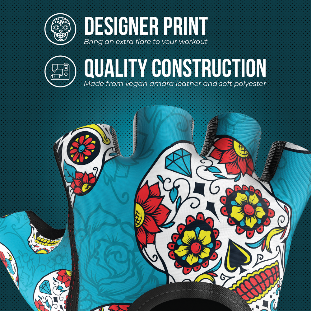 Contraband Pink Label 5237 Womens Sugar Skull Designer Lifting Gloves