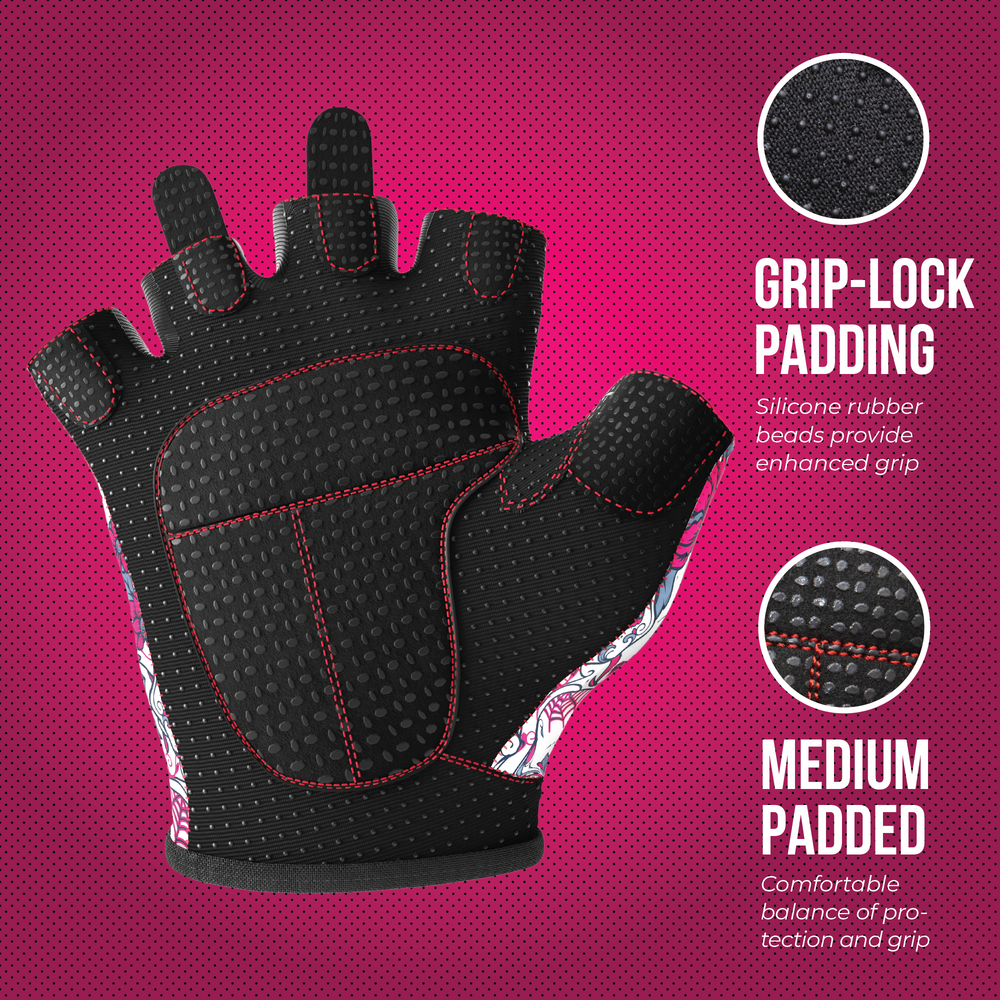 Contraband Pink Label 5237 Womens Sugar Skull Designer Lifting Gloves