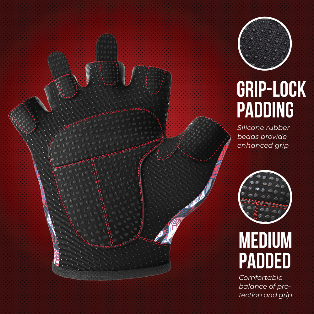 Contraband Pink Label 5237 Womens Sugar Skull Designer Lifting Gloves