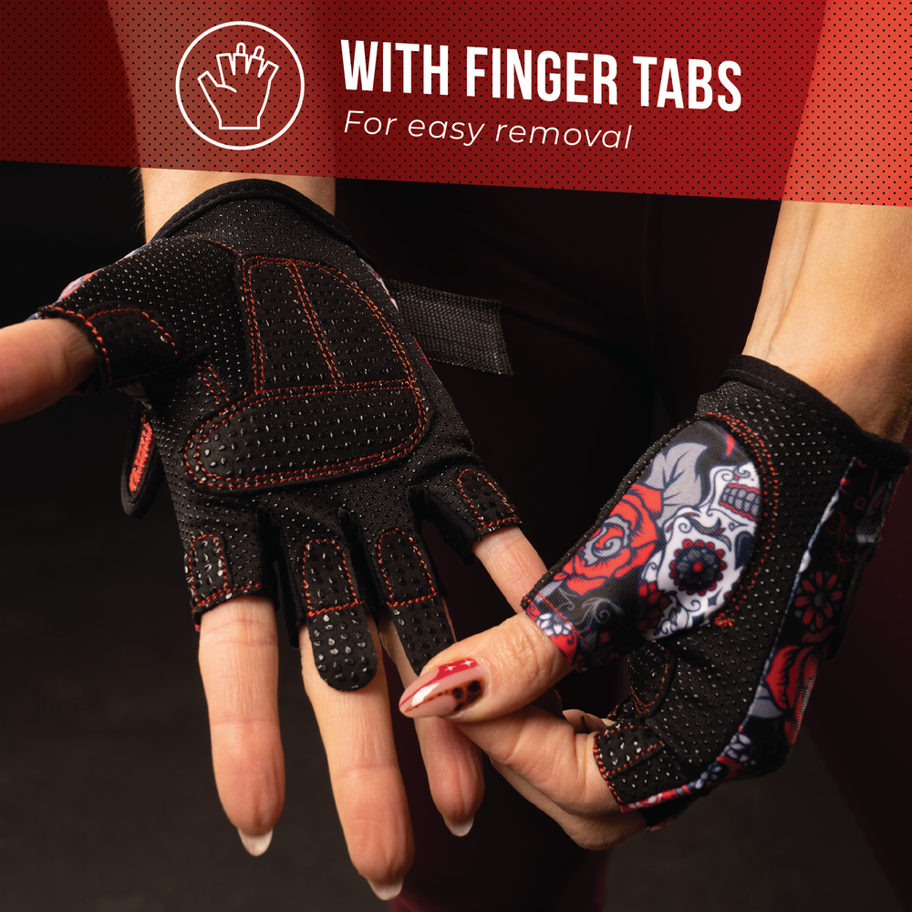 Contraband Pink Label 5237 Womens Sugar Skull Designer Lifting Gloves