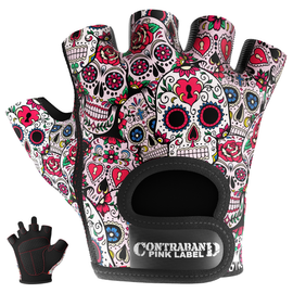 Contraband Pink Label 5237 Womens Design Series Sugar Skull Lifting Gloves (Pair)