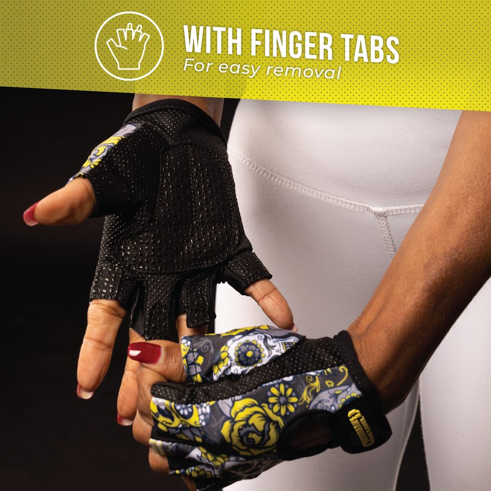 Contraband Pink Label 5237 Womens Sugar Skull Designer Lifting Gloves