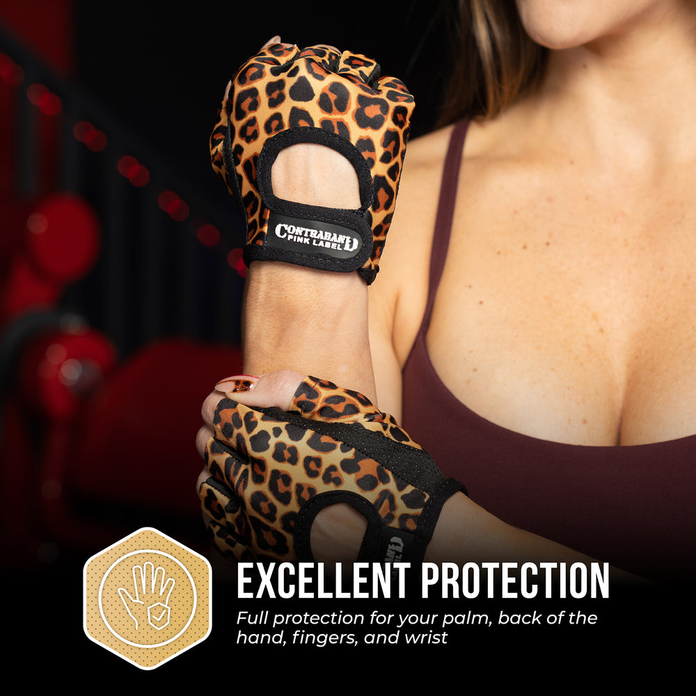 Contraband Pink Label 5297 Womens Leopard Designer Lifting Gloves