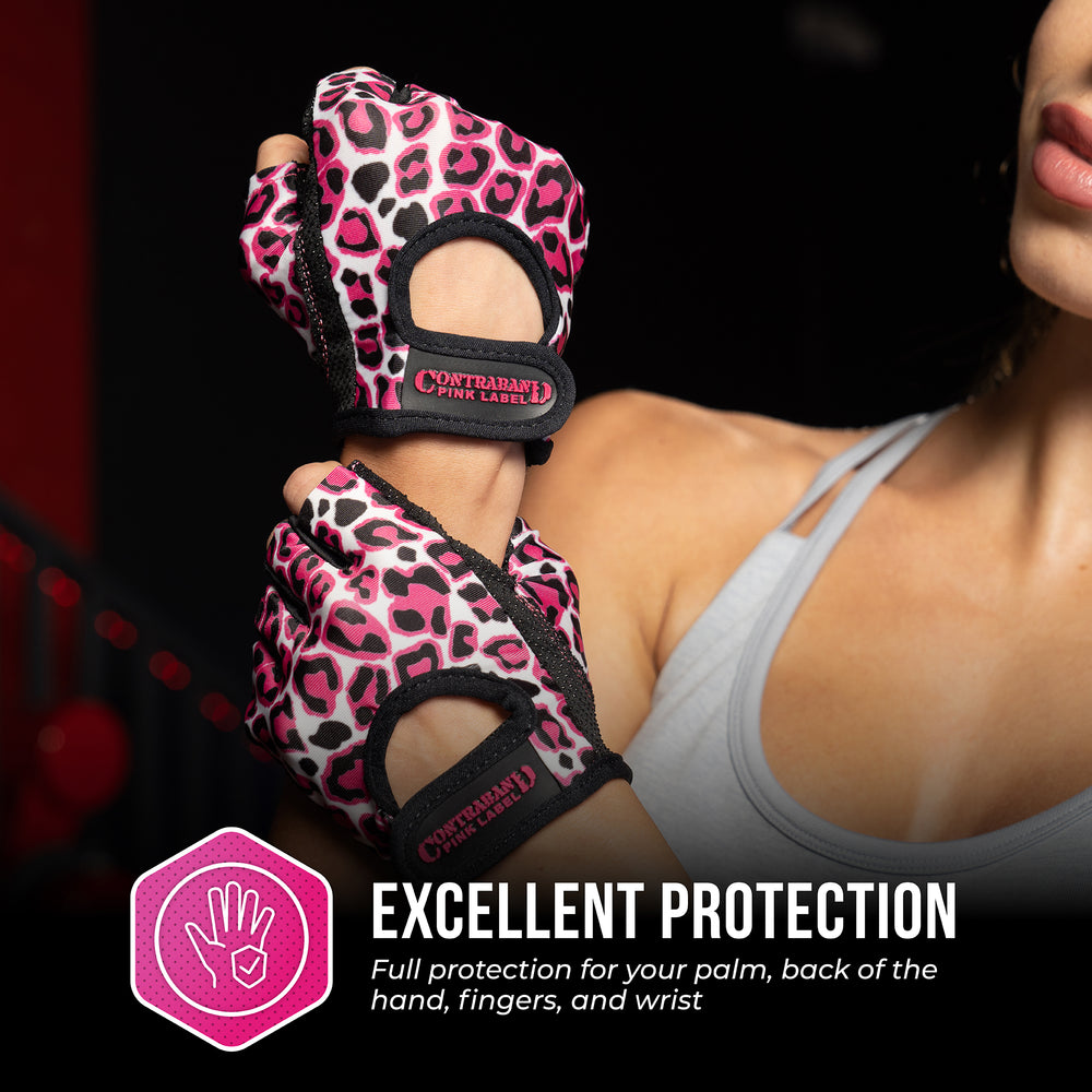 Contraband Pink Label 5297 Womens Leopard Designer Lifting Gloves