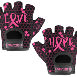 Contraband Pink Label Limited Edition Breast Cancer Hope/Love Print Lifting & Rowing Gloves w/ Grip-Lock™ Padding (Pair)