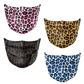 Contraband Pink Label 13297 Leopard Print Sport Face Cover/Sport Mask - Polyester Washable & Breathable - 4 Colors (Sold AS A Set)