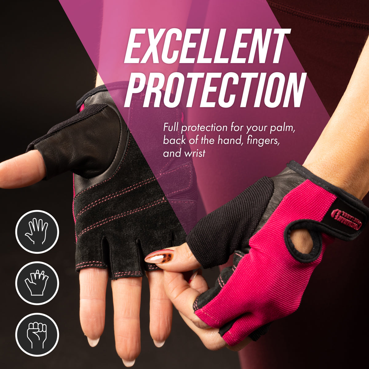 Contraband Pink Label Weight Lifting Gloves For Women - Leather Palm Gym Gloves With Padding