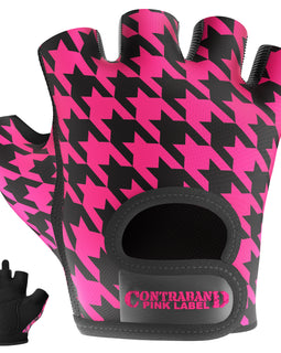 Contraband Pink Label 5257 Womens Design Series Houndstooth Print Lifting Gloves (Pair)