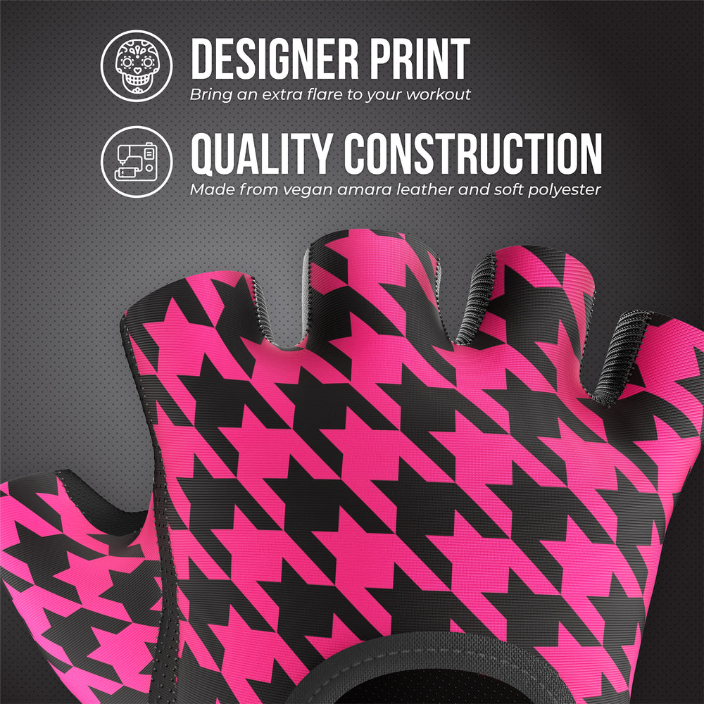 Contraband Pink Label 5257 Womens Houndstooth Designer Lifting Gloves