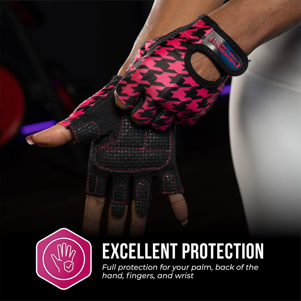 Contraband Pink Label 5257 Womens Houndstooth Designer Lifting Gloves