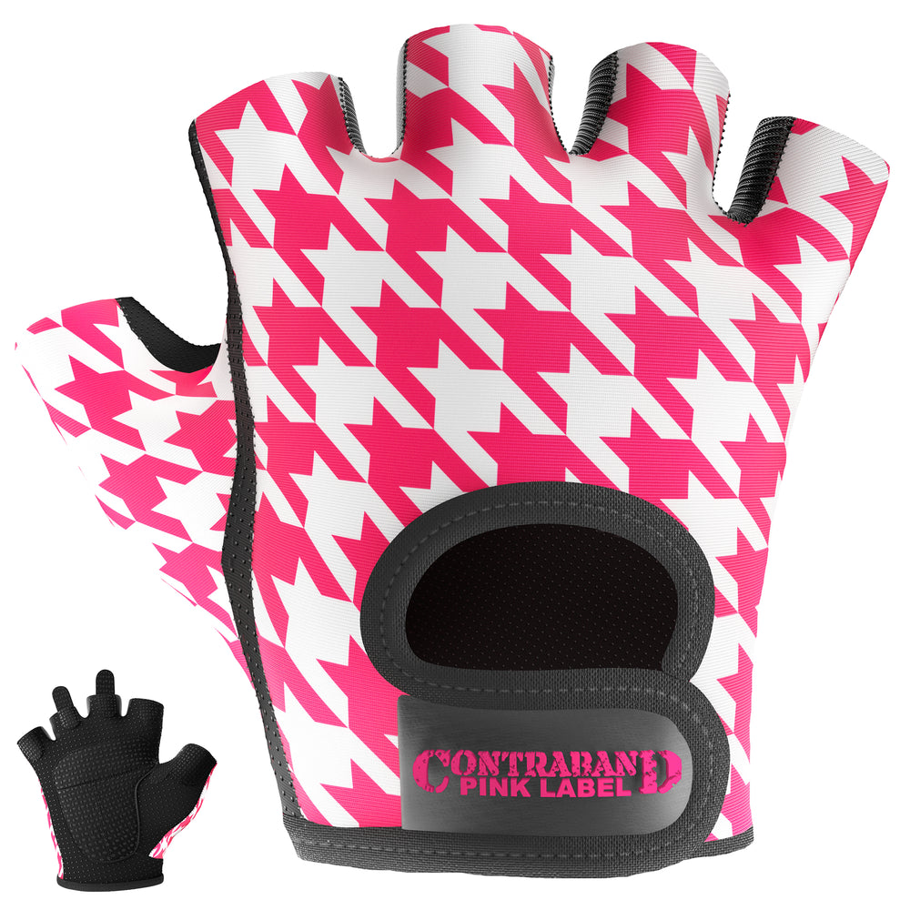Contraband Pink Label 5257 Womens Houndstooth Designer Lifting Gloves