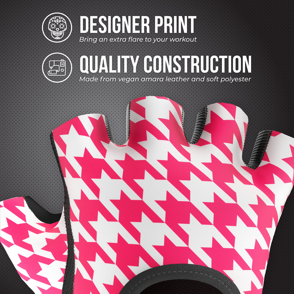 Contraband Pink Label 5257 Womens Houndstooth Designer Lifting Gloves