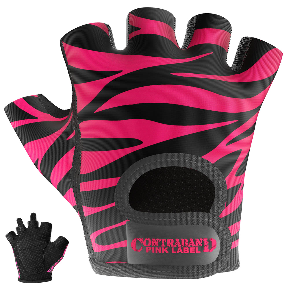 Contraband Pink Label 5277 Womens Zebra Designer Lifting Gloves