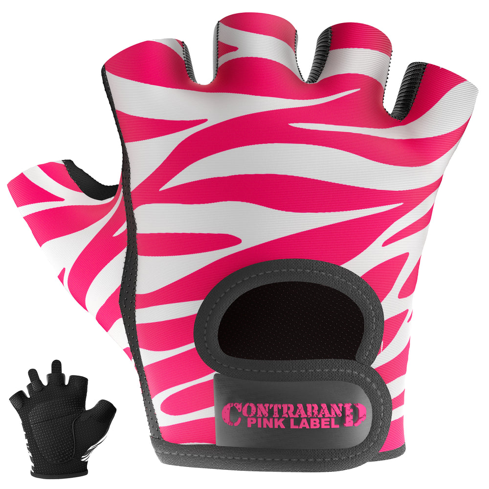 Contraband Pink Label 5277 Womens Zebra Designer Lifting Gloves