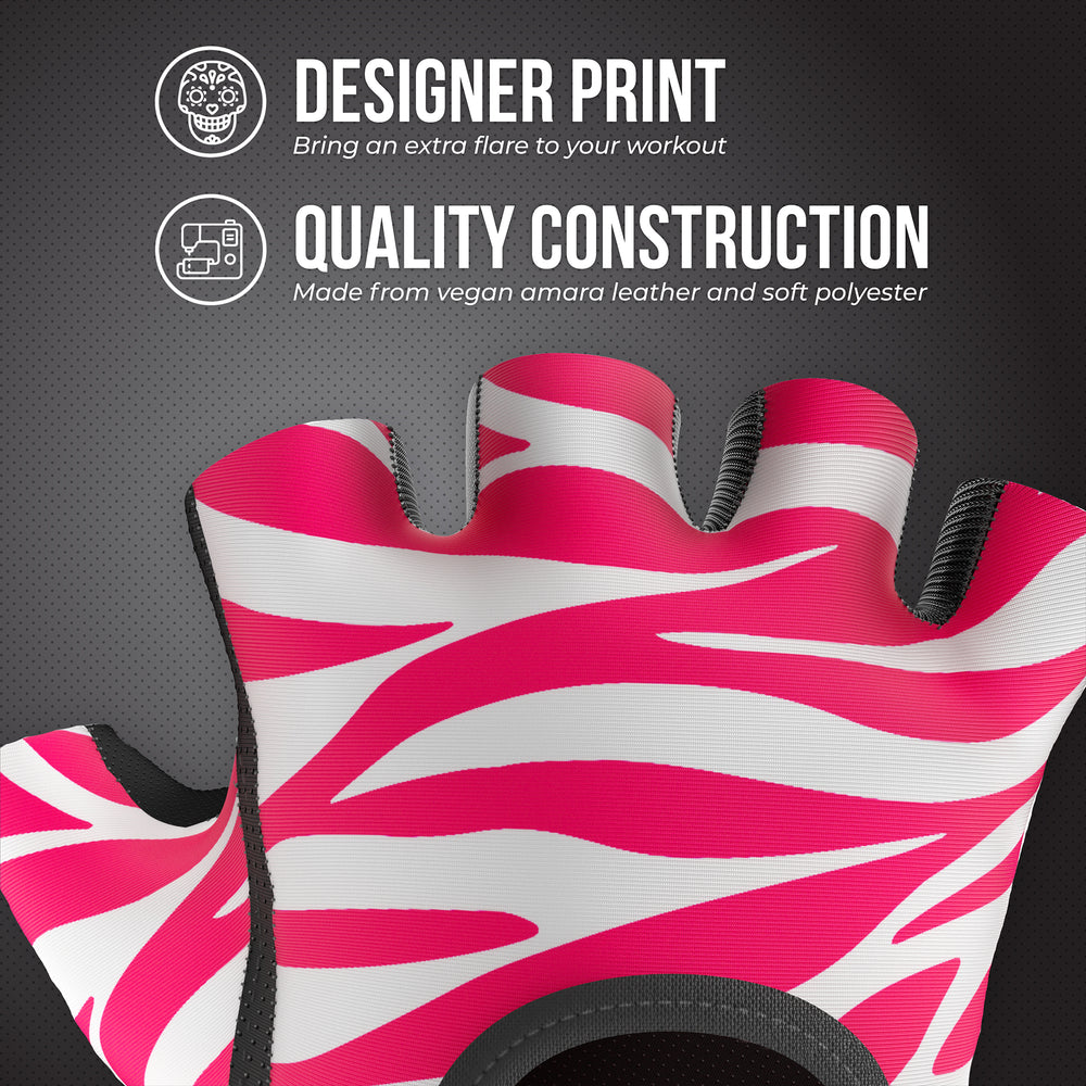 Contraband Pink Label 5277 Womens Zebra Designer Lifting Gloves