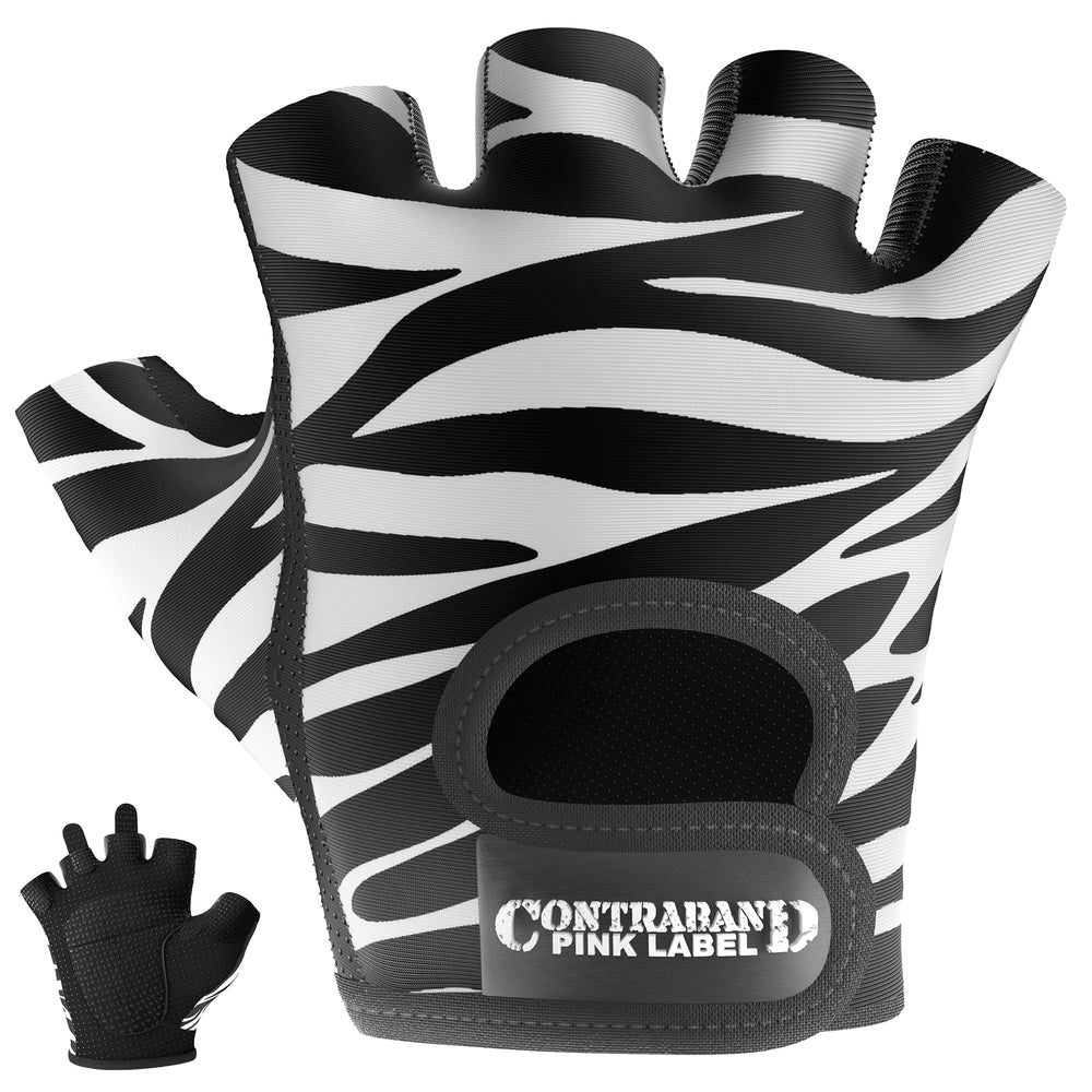 Contraband Pink Label 5277 Womens Zebra Designer Lifting Gloves