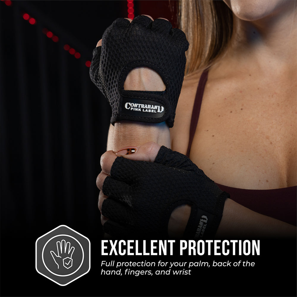 Contraband Pink Label 5307 Womens Diamond Mesh Designer Lifting Gloves