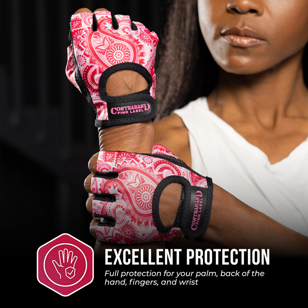 Contraband Pink Label 5387 Womens Paisley Designer Lifting Gloves
