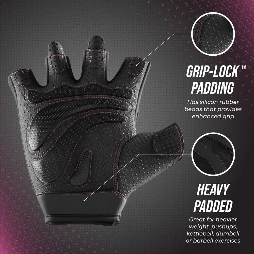 Contraband Pink Label 5437 Womens Extreme Grip Padded Lifting Gloves