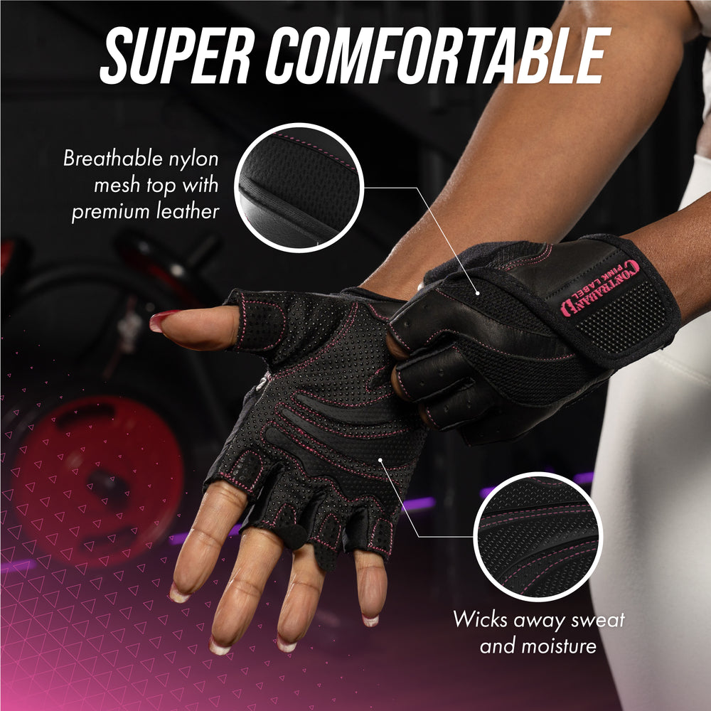 Contraband Pink Label 5437 Womens Extreme Grip Padded Lifting Gloves