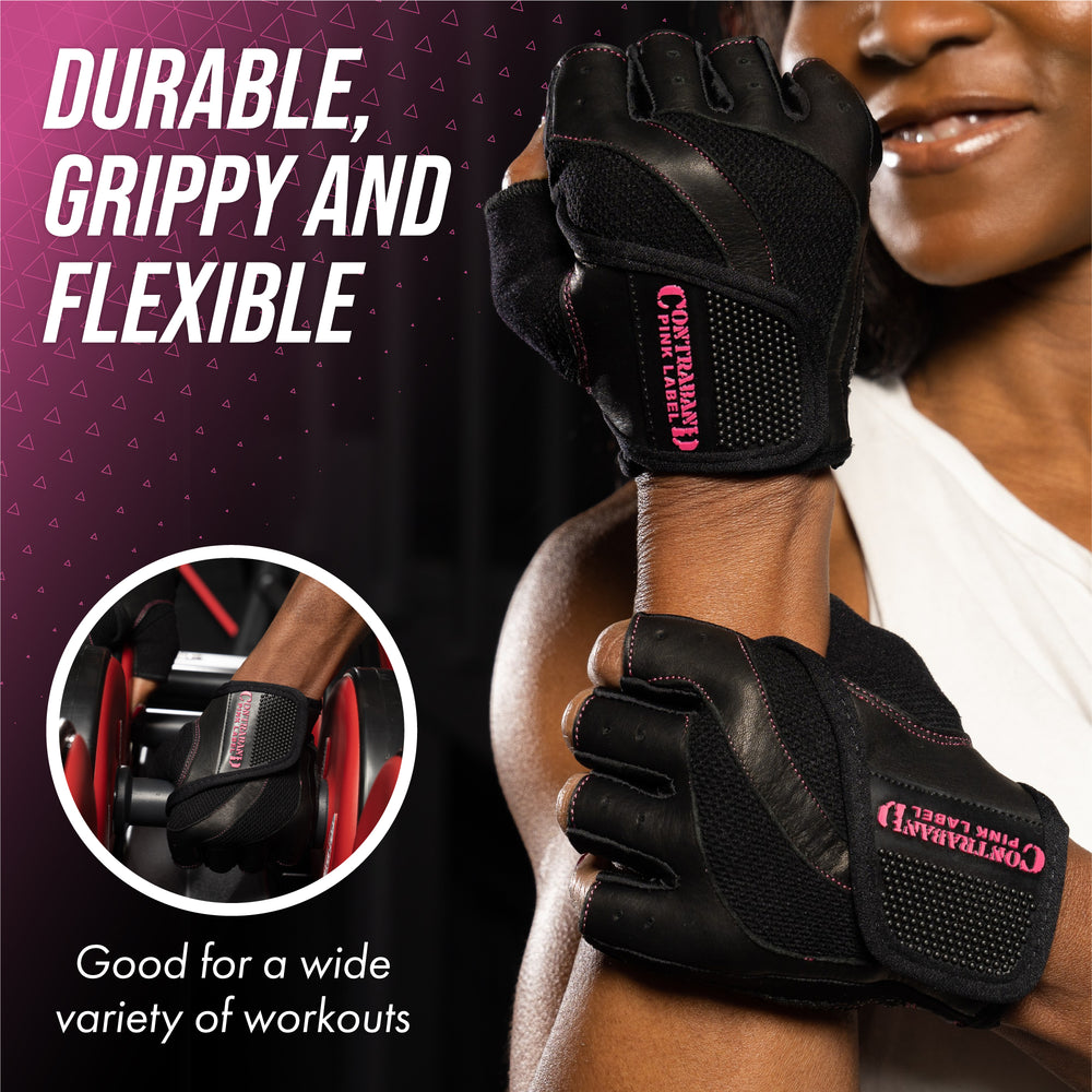 Contraband Pink Label 5437 Womens Extreme Grip Padded Lifting Gloves