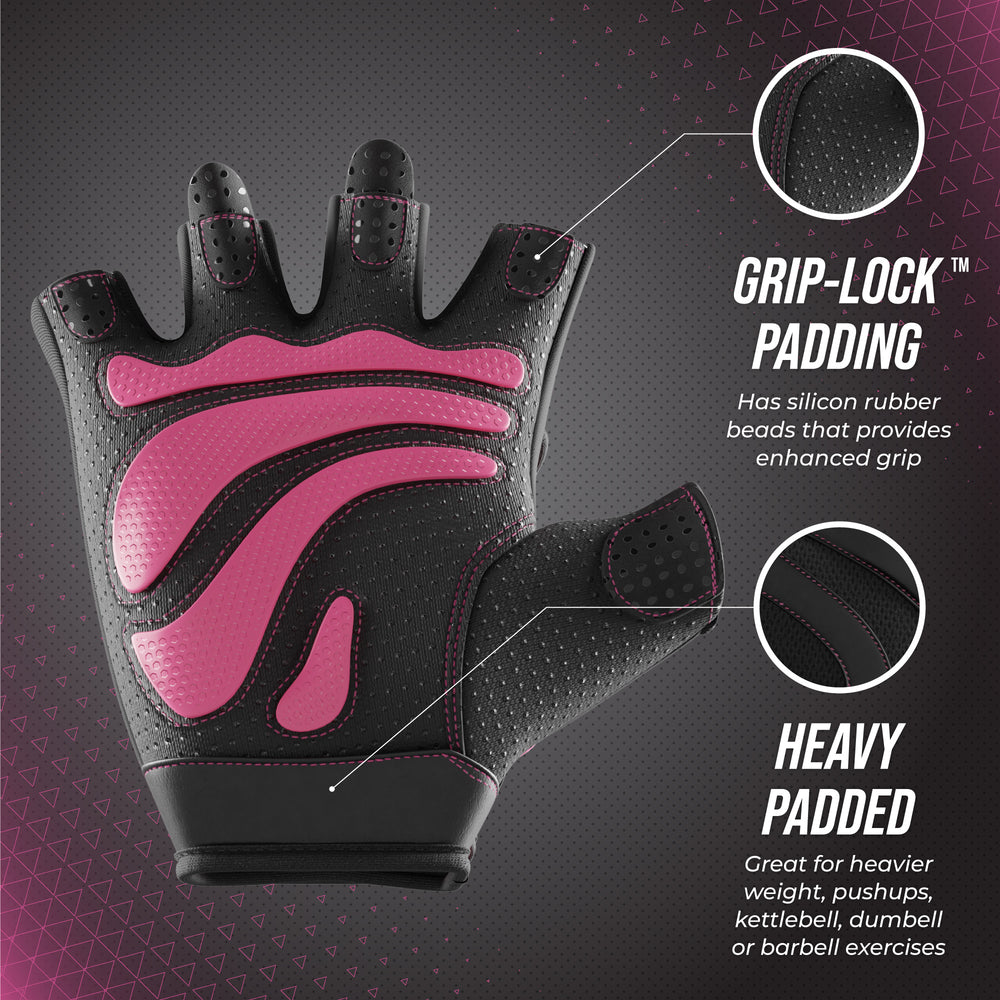 Contraband Pink Label 5437 Womens Extreme Grip Padded Lifting Gloves