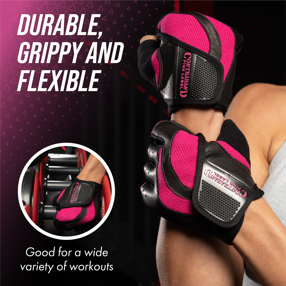 Contraband Pink Label 5437 Womens Extreme Grip Padded Lifting Gloves