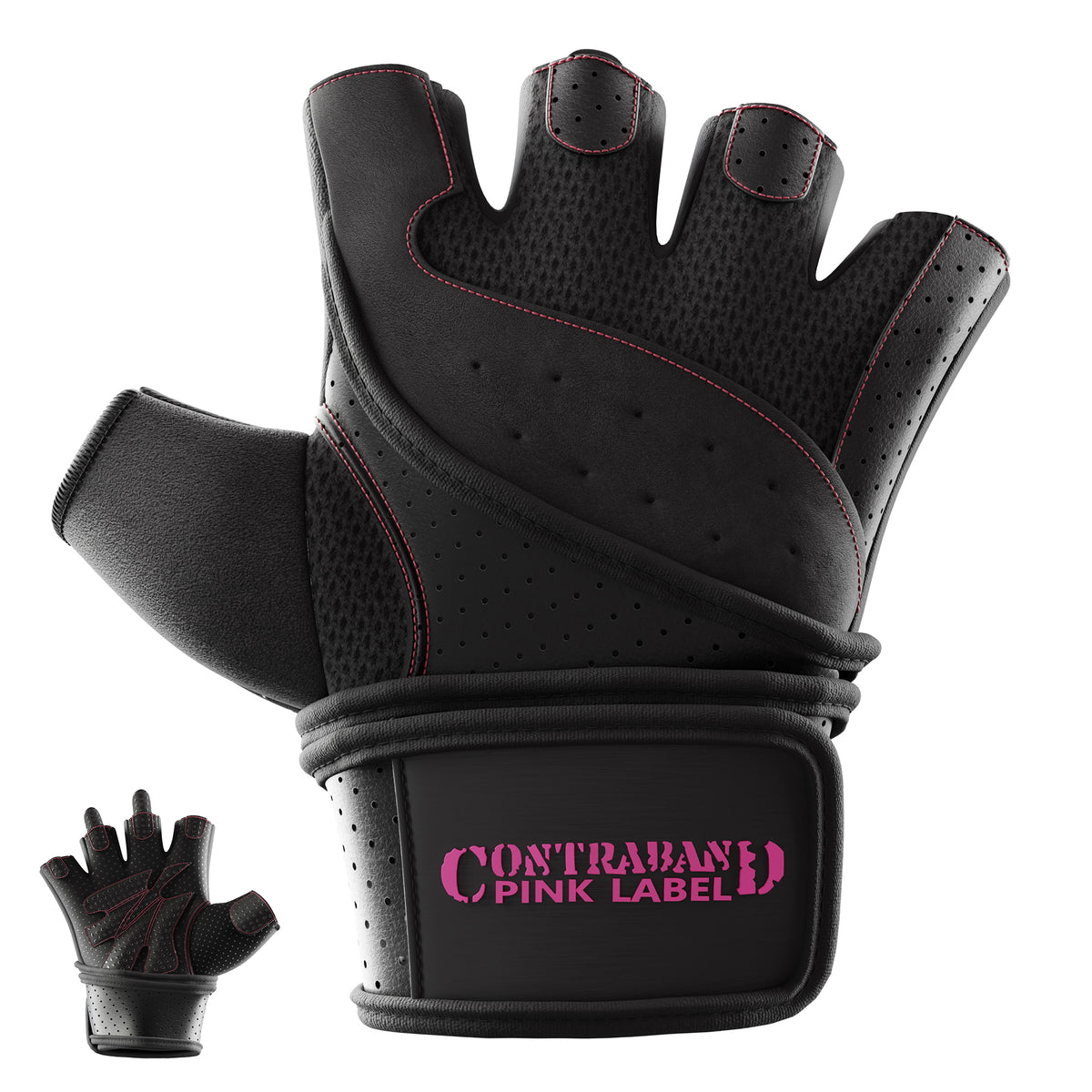 Contraband Pink Label 5737 Womens Padded Wrist Wrap Weight Lifting Gloves w/ GripLock Padding (Pair)