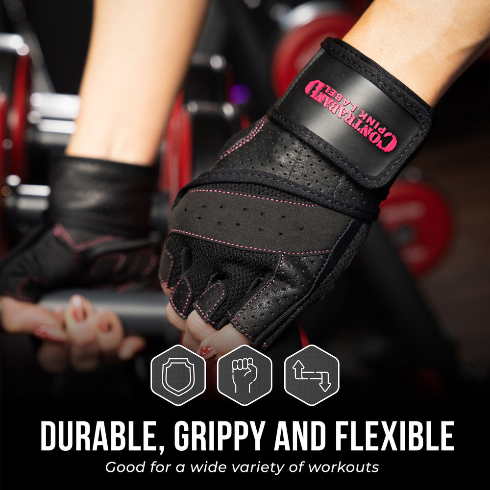 Contraband Pink Label 5737 Womens Wrist Wrap Padded Lifting Gloves