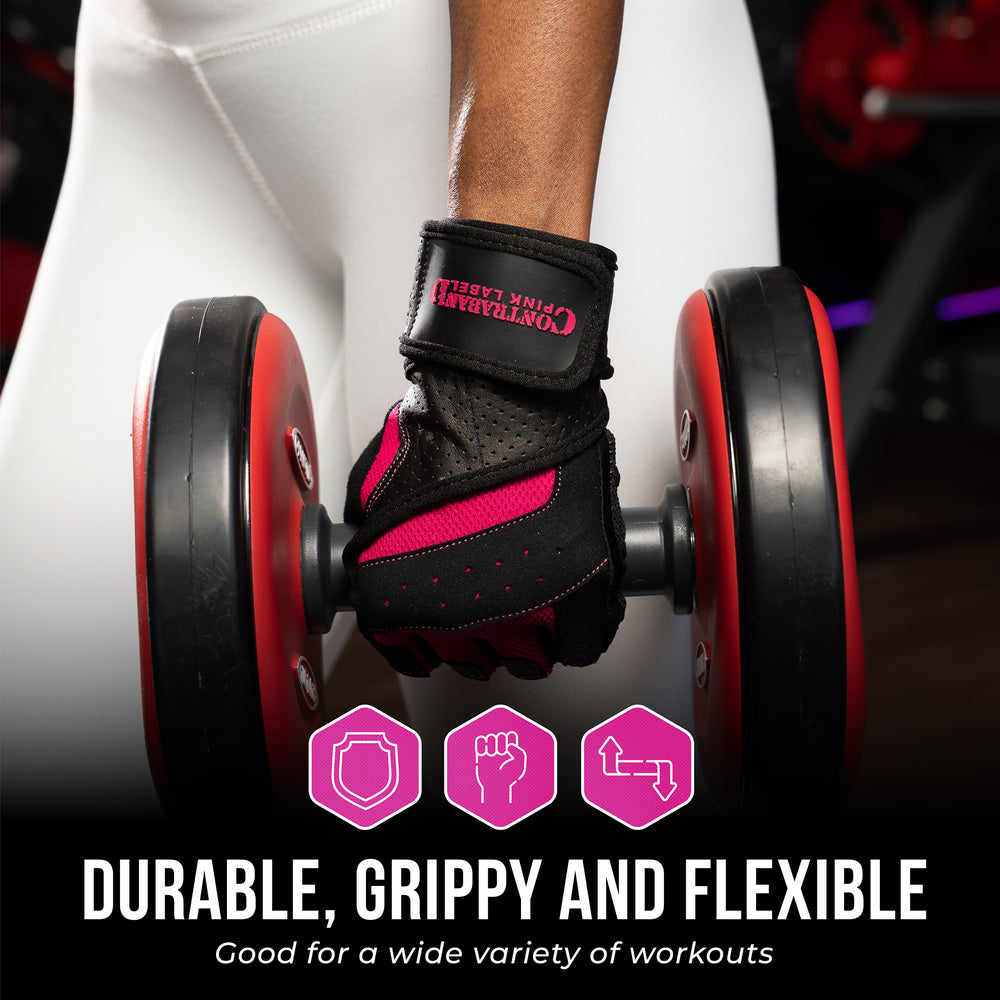 Contraband Pink Label 5737 Womens Wrist Wrap Padded Lifting Gloves