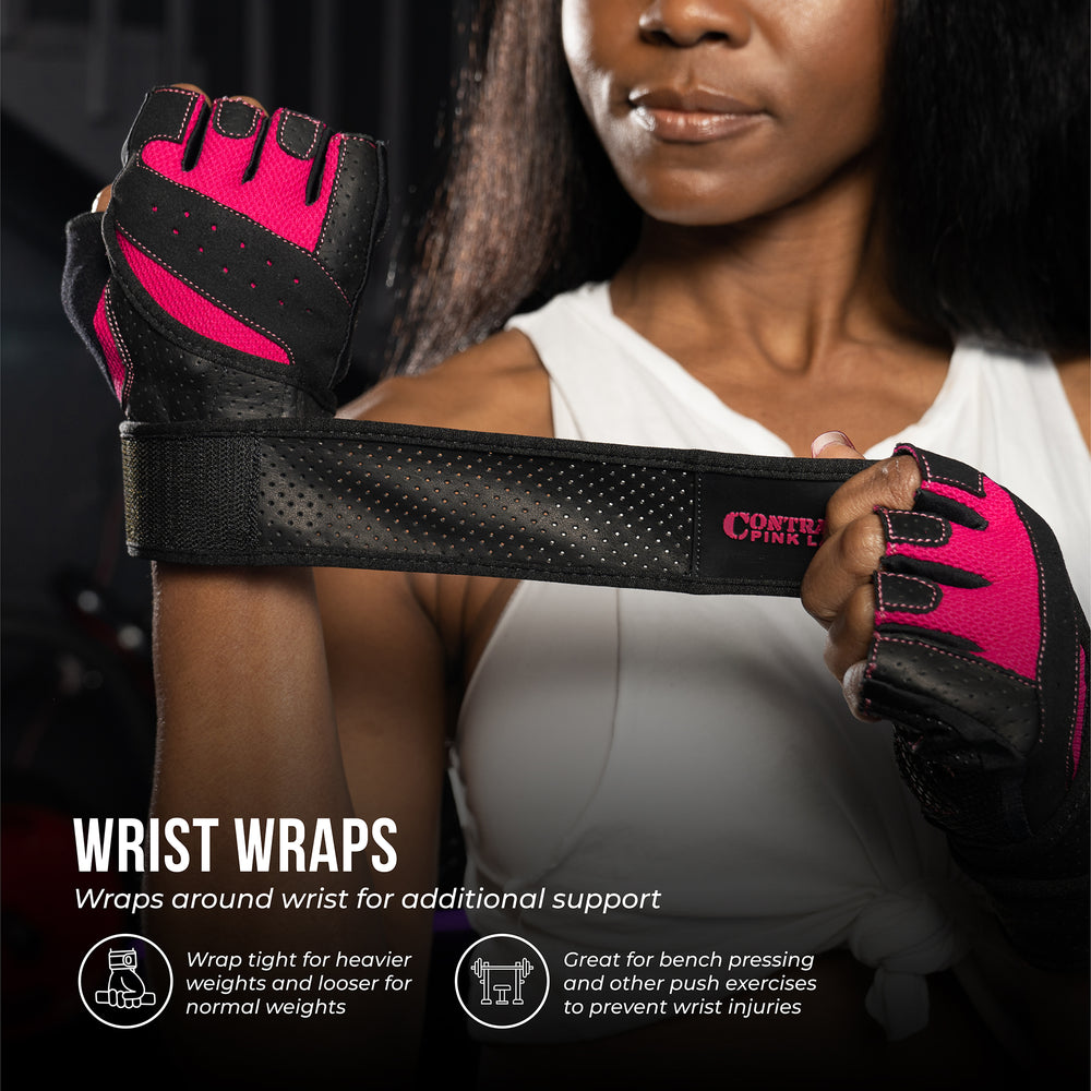 Contraband Pink Label 5737 Womens Wrist Wrap Padded Lifting Gloves