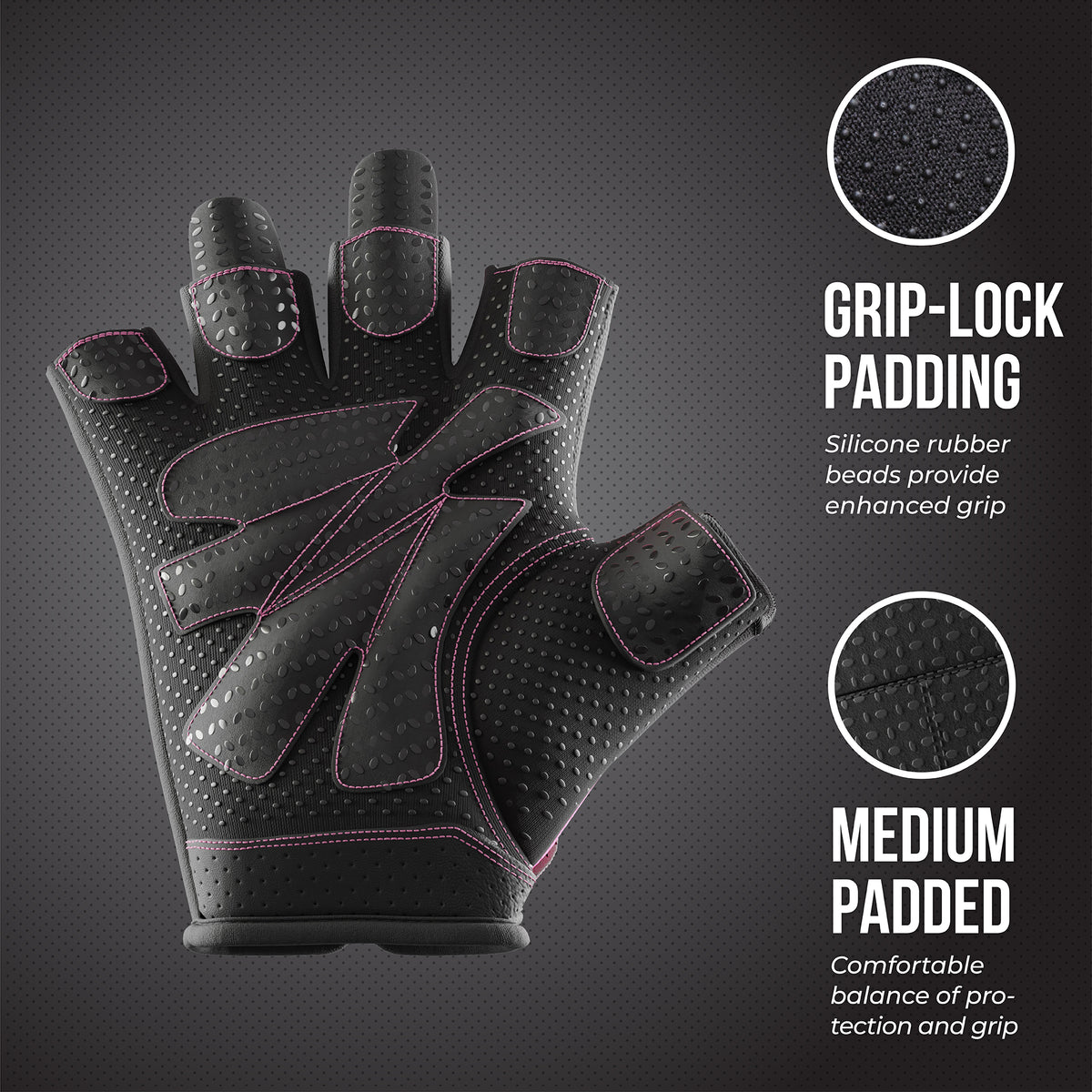 Contraband Pink Label 5137 Womens Weight Lifting Gloves w/Grip-Lock Padding (Pair)