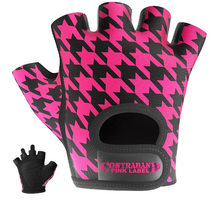 Contraband Pink Label 5257 Womens Houndstooth Designer Lifting Gloves