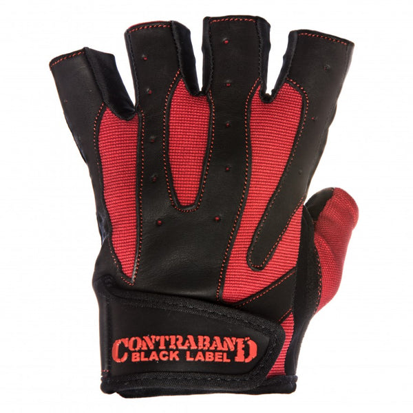 Pro leather lifting gloves, back with leather overlay, Red