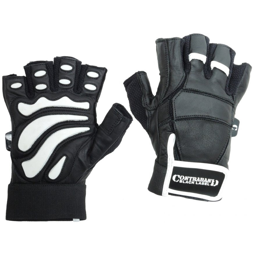 Contraband Black Label 5890 Premium Leather Weight Lifting Gloves w/ Rubber Xtreme Traction Pads
