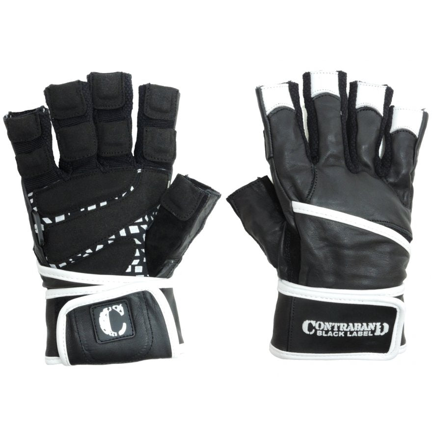 Contraband Black Label 5930 Premium Leather Wrist-wrap Gloves w/ Super Grip Pads (PAIR)