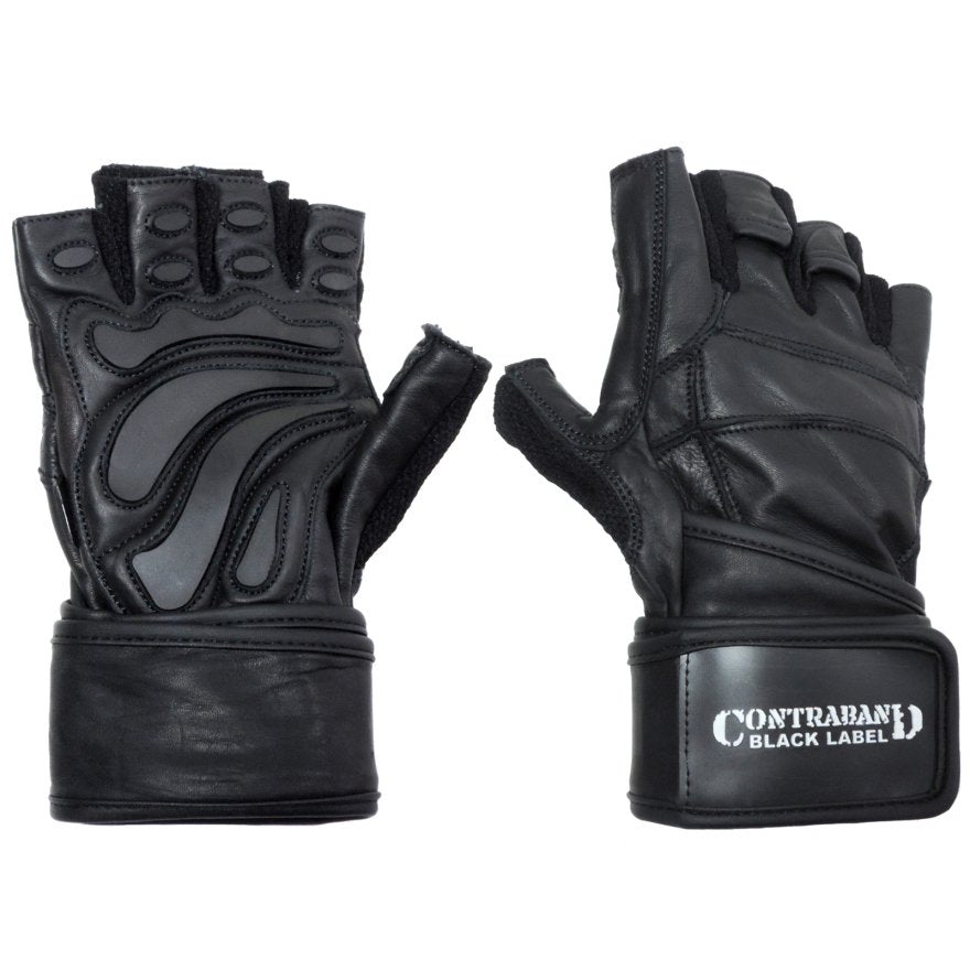 Contraband Black Label 5990 Premium Leather Wrist-Wrap Gloves w/ Rubber Xtreme Traction Pads